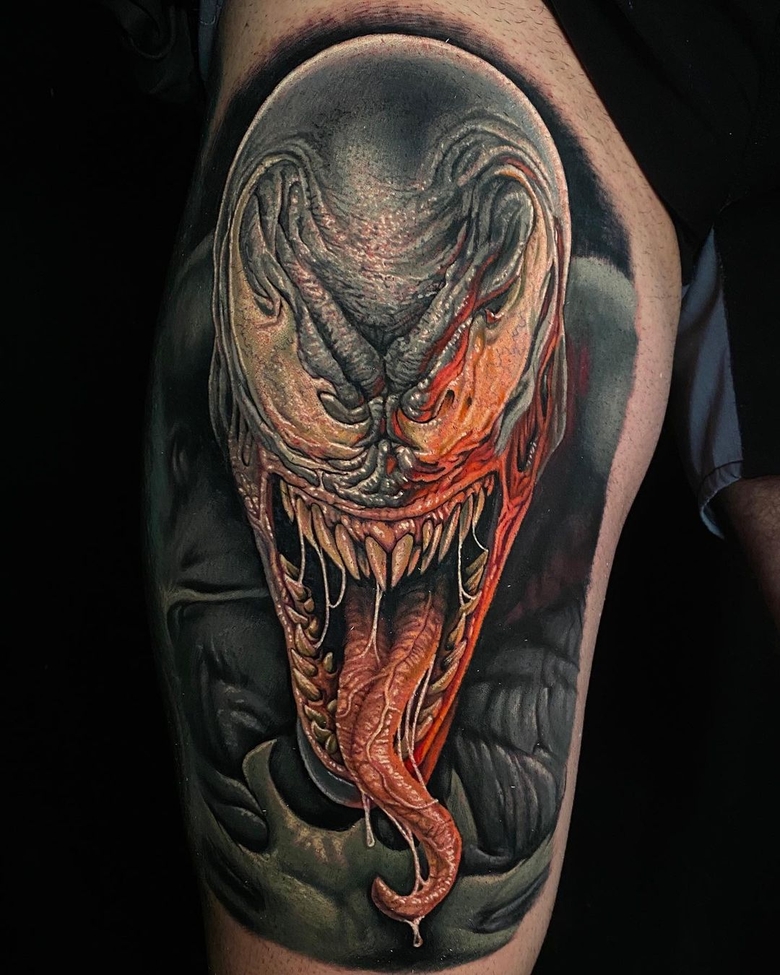 marvel Venom tattoo by @evanolintattoo 