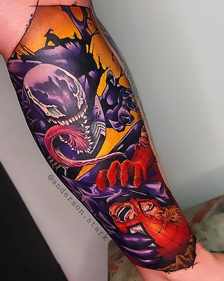 marvel Venom tattoo by @anderson.stark 