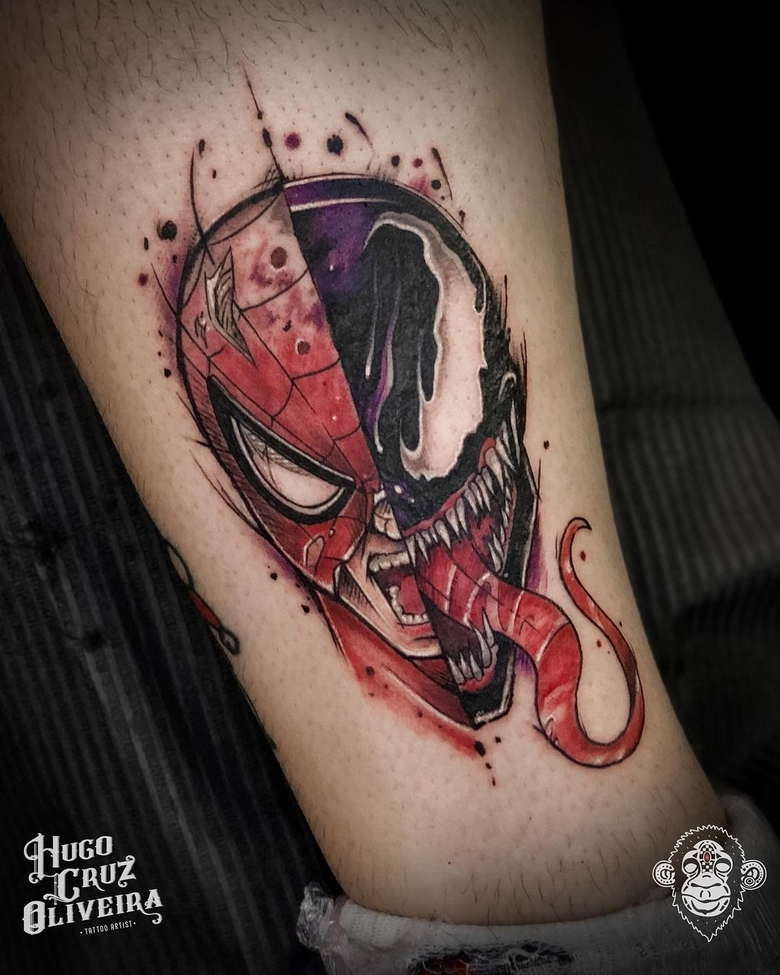 marvel Venom tattoo by @hugocruzoliveira_tattoo 