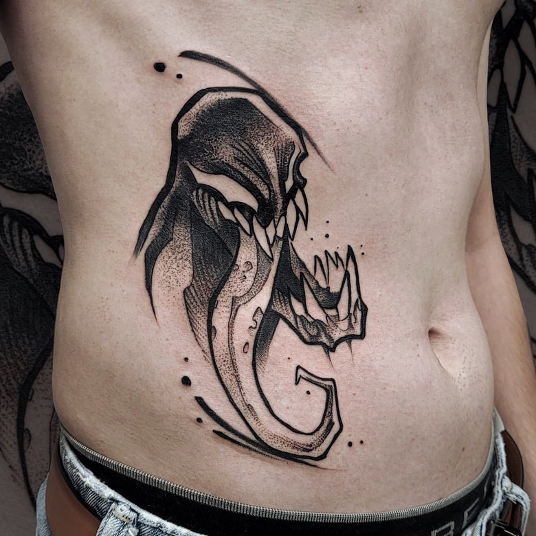 marvel Venom tattoo by @sowa.blxck 