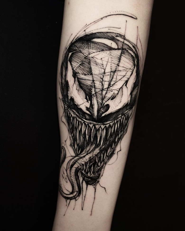 marvel Venom tattoo by @bk_tattooer 