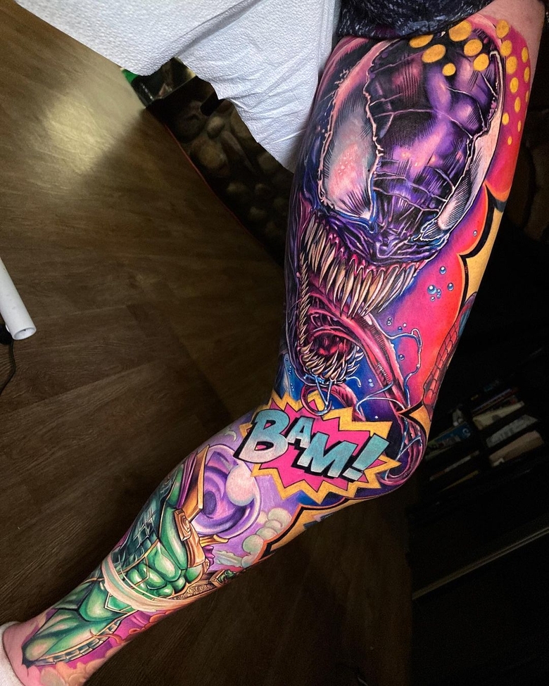 marvel Venom tattoo by @drkturcotte 