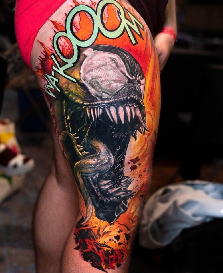 marvel Venom tattoo by @lukalajoie 