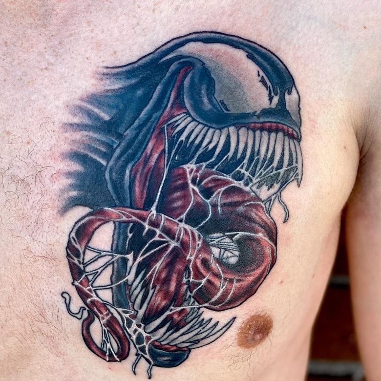 marvel Venom tattoo by @casual_profanity 