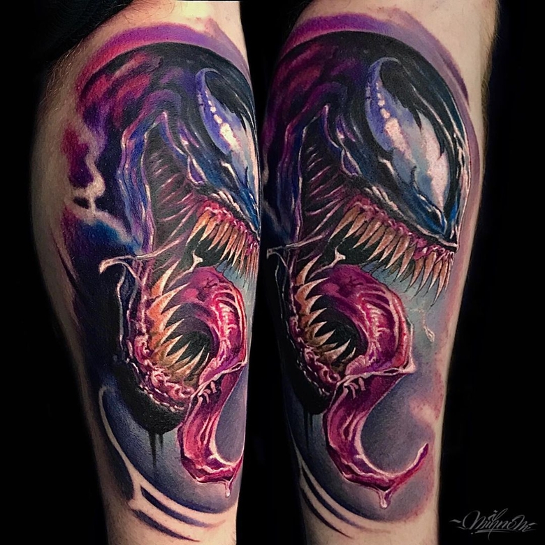 marvel Venom tattoo by @mihnomtattoo 