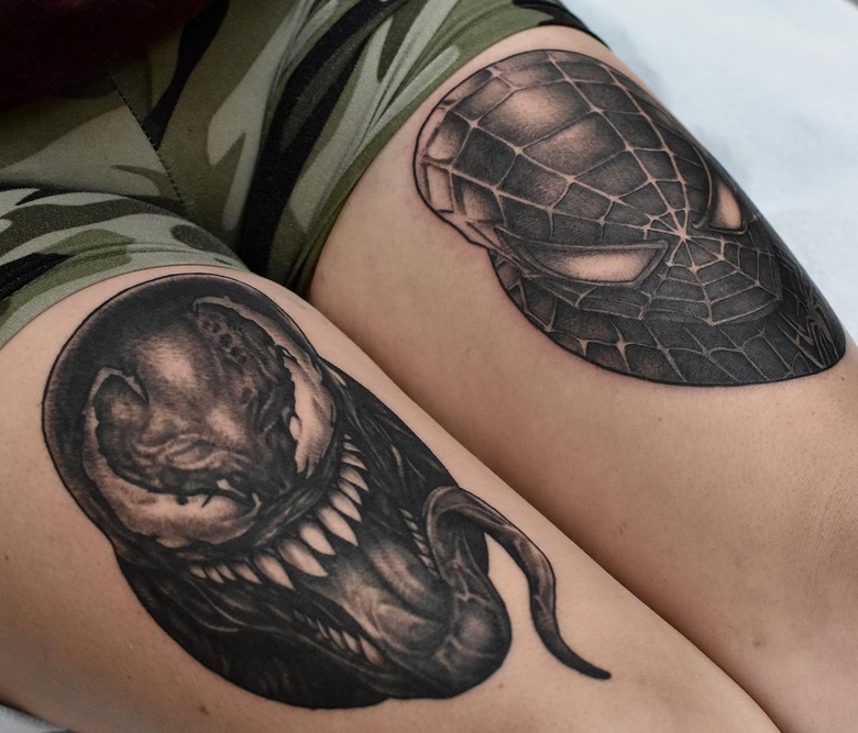 marvel Venom tattoo by @guttermouse 