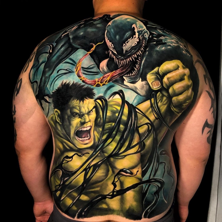 marvel Venom tattoo by @audie_tattoos 