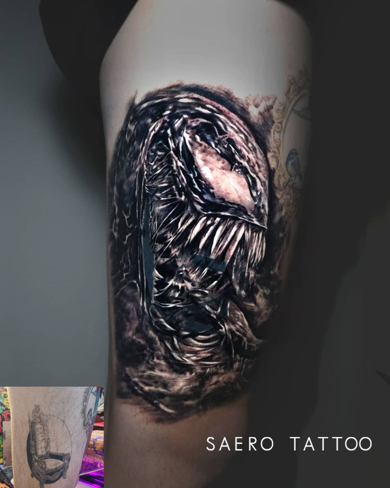marvel Venom tattoo by @saero_tattooer 