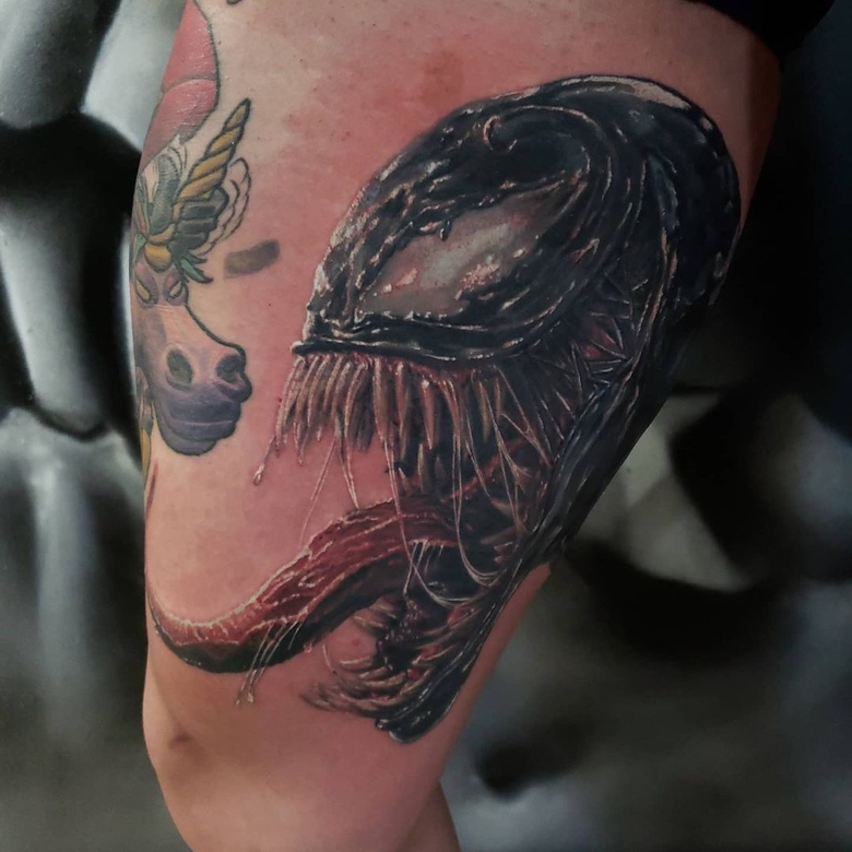 marvel Venom tattoo by @cartoontat2 