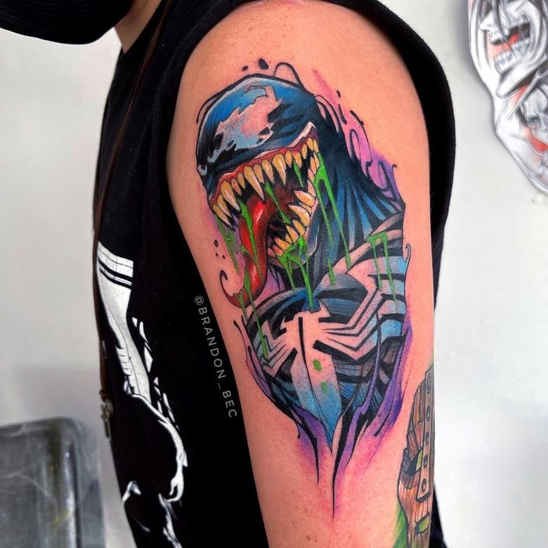 marvel Venom tattoo by @brandon_bec 