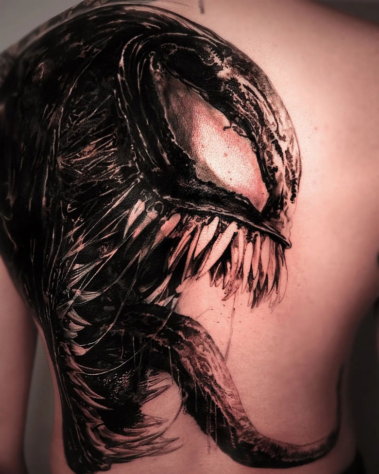 marvel Venom tattoo by @tattooist_hell 
