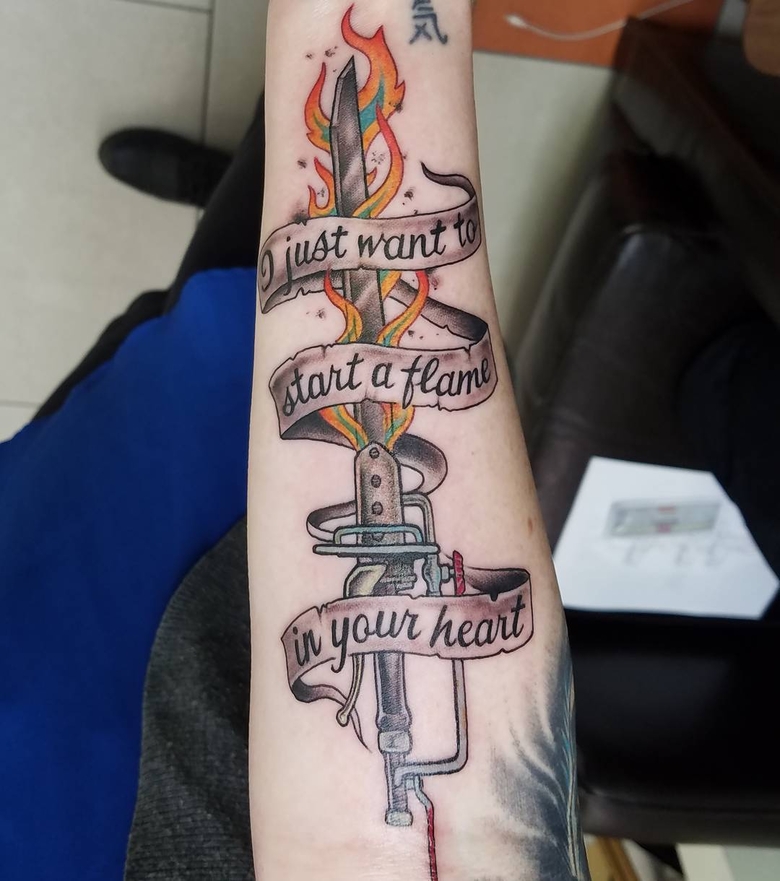 fallout, tattoo, gallery, photos @desireecosplay color,old school,sword,fallout