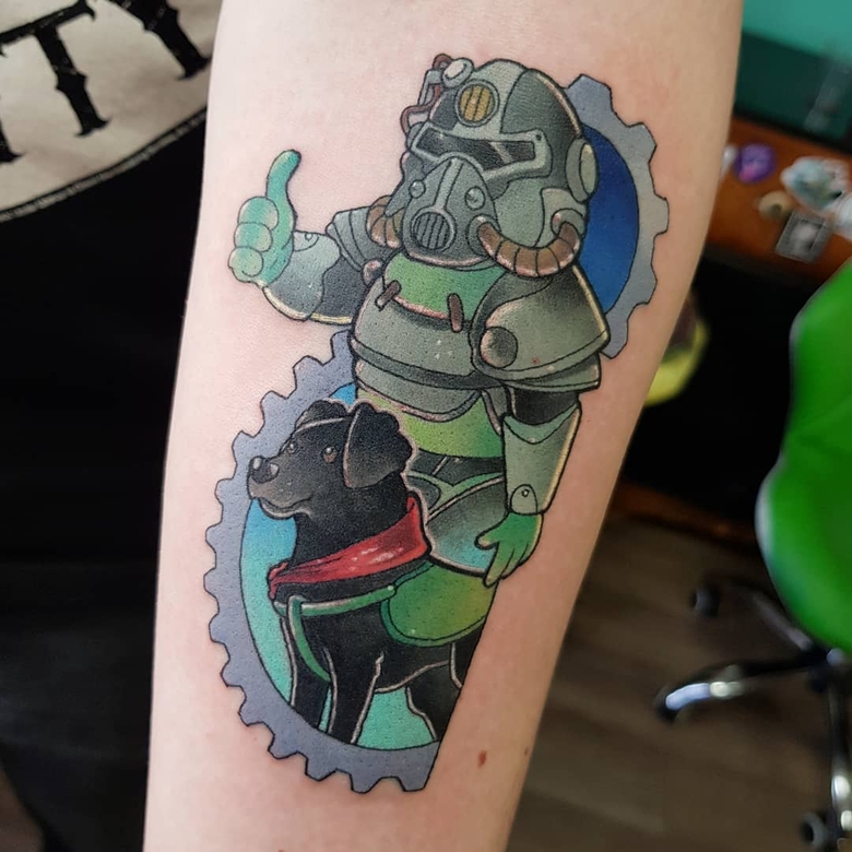 fallout, tattoo, gallery, photos @bexlowetattoos color,old school,t 60,dog,fallout