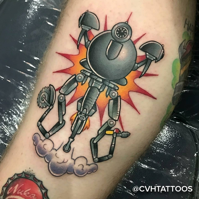 fallout, tattoo, gallery, photos @cvhtattoos color,old school,robot,fallout