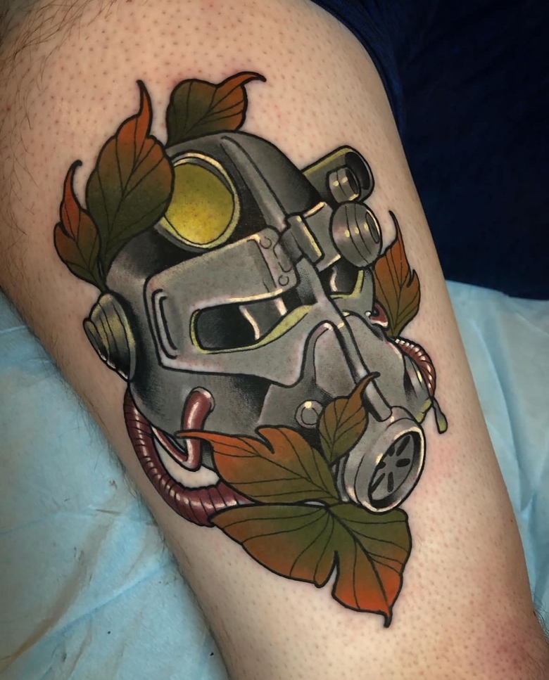fallout, tattoo, gallery, photos @deadmeat color,neo traditional,t 60 hemlet,fallout tattoo