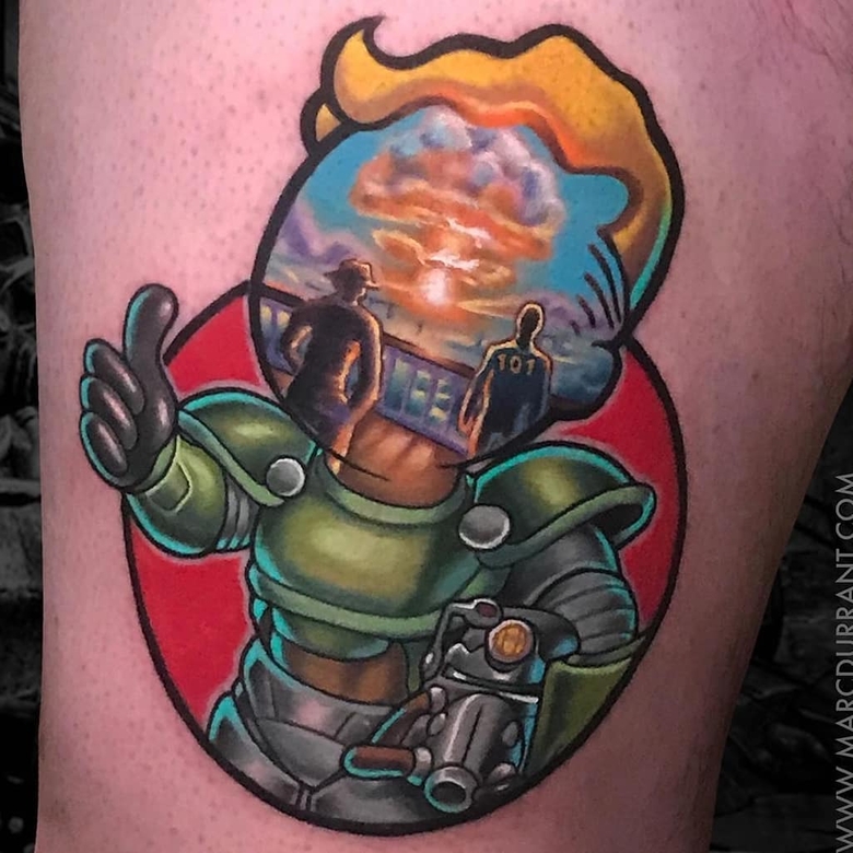 fallout, tattoo, gallery, photos @marcdurrant color,new school,nuclear explosion,fallout tattoo