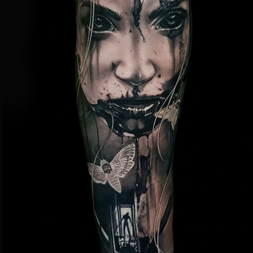 Realismo preto e cinza pelo artista chileno Dario