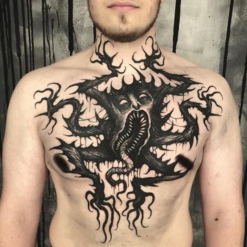 O emboque da escuridão na arte de tatuagem de horror por Maldenti