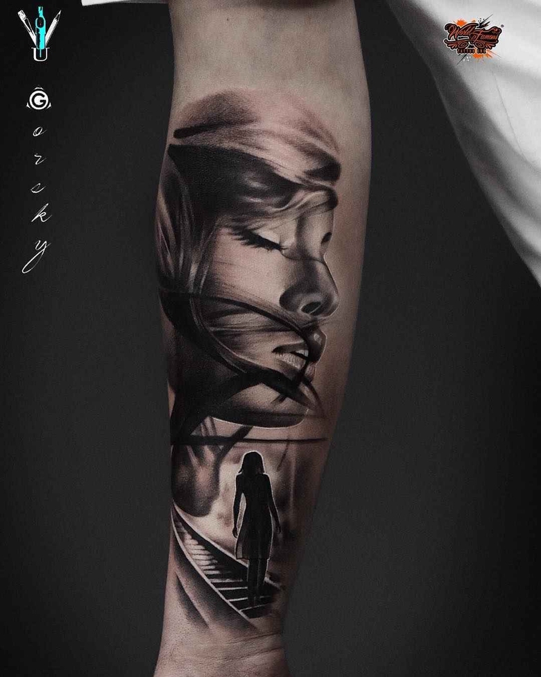 Artista de tatuagem Damian Gorski tatuagem de realismo preto e cinza