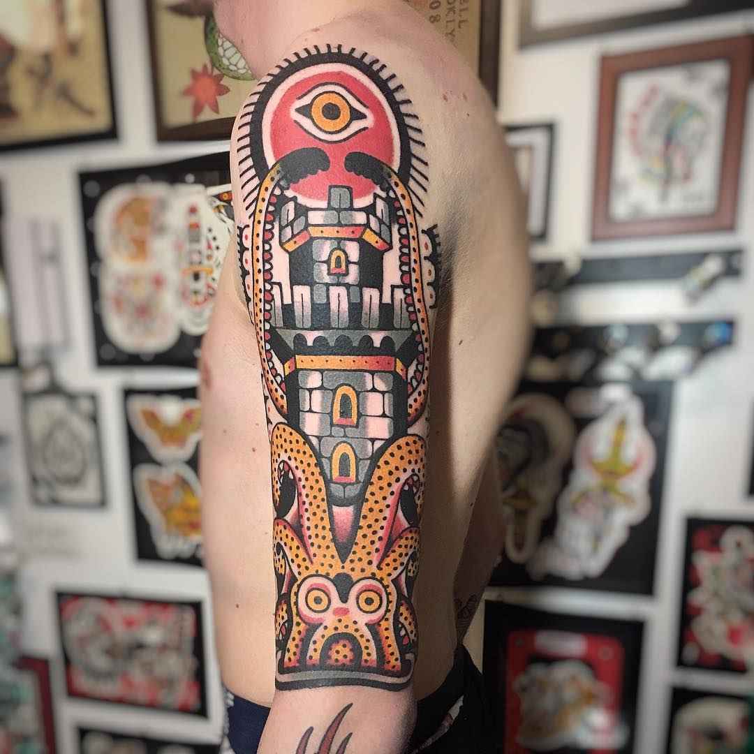 Artista de tatuações Geno tradicional e antiga