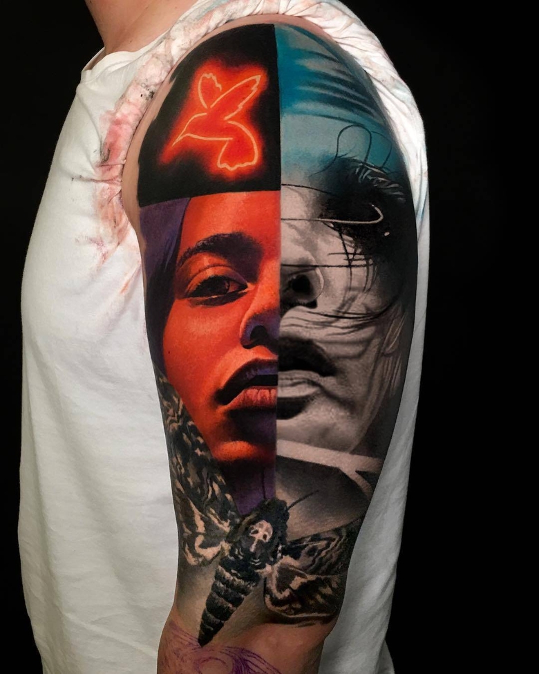 Collage em tatuagens por Emanuel Oliveira