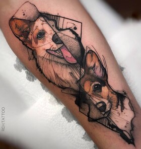 Tatuagens de esboço aquarela estilosas por Renata Henriques