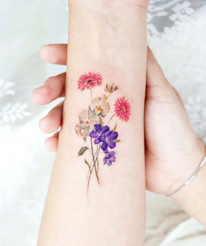 flower bouquet tattoo