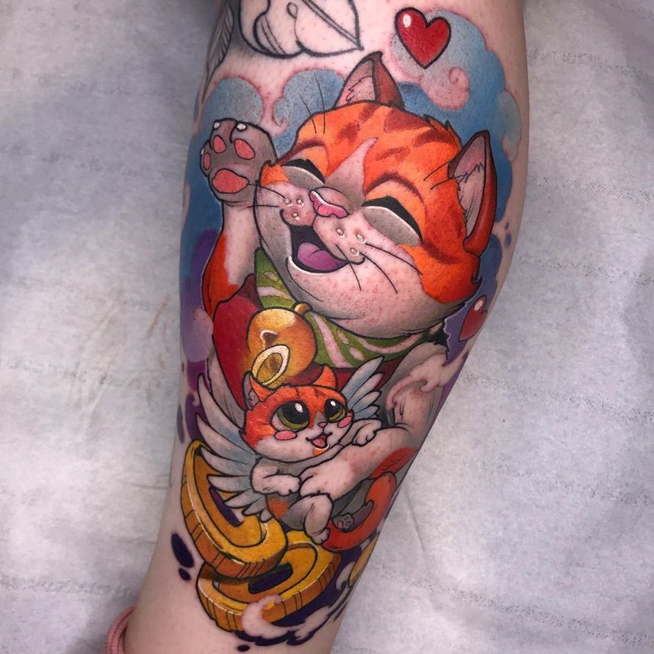 Artista de tatuagem Herman Grecha Gorbunov, tatuagem em cores nova escola, neotradicional | São Petersburgo, Rússia