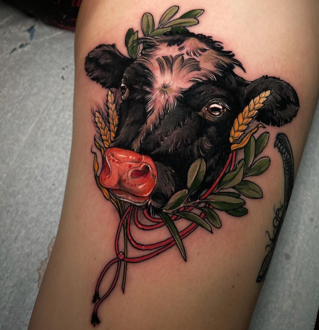 TattooSnobcom  Cow tattoo by tyler480 at blacklotustattooers in  Gilbert AZ tyler480 tylernealeigh blacklotustattooers gilbert arizona  cowtattoo  Facebook