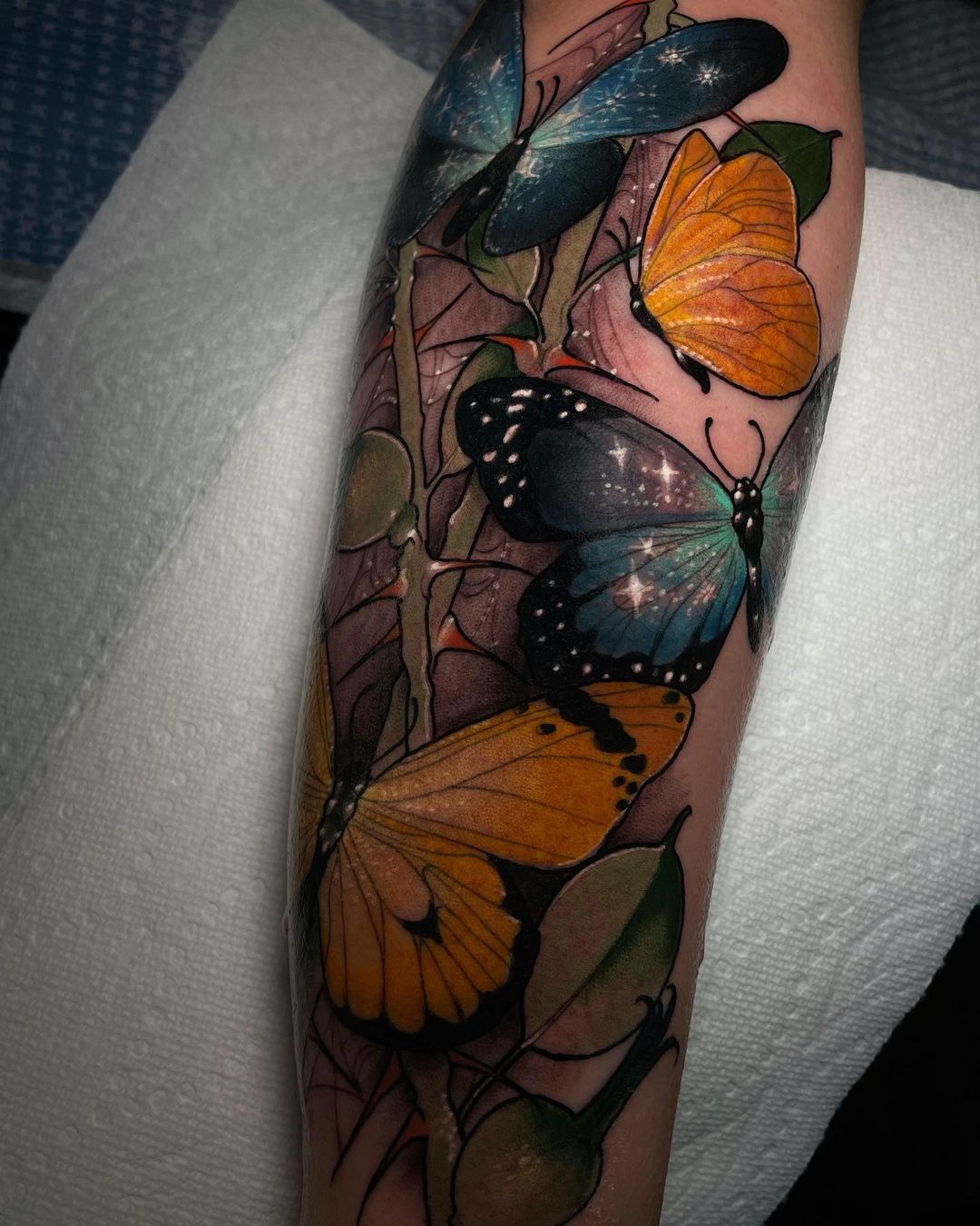 neo traditional butterfly tattoo