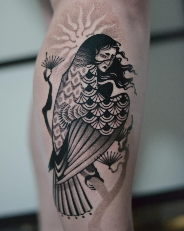 Tattoo of Alkonost - artist Max Murphy