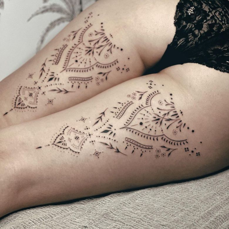 Ornamental Fine Line tattoos for Girls by Blum