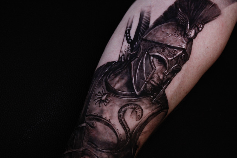 Realistic 300 Spartan Tattoo Black and Grey 