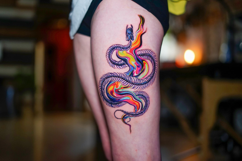 Colorful Snake by Chris Mallos @ Ripp'd Canvas in Baltimore, MD : r/tattoos