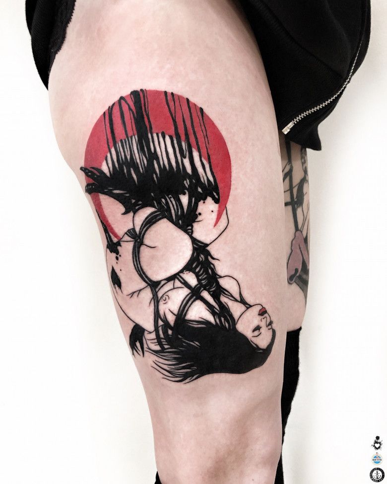 Shibari and comics in tattoos by Polish artist UFO iNKPPL