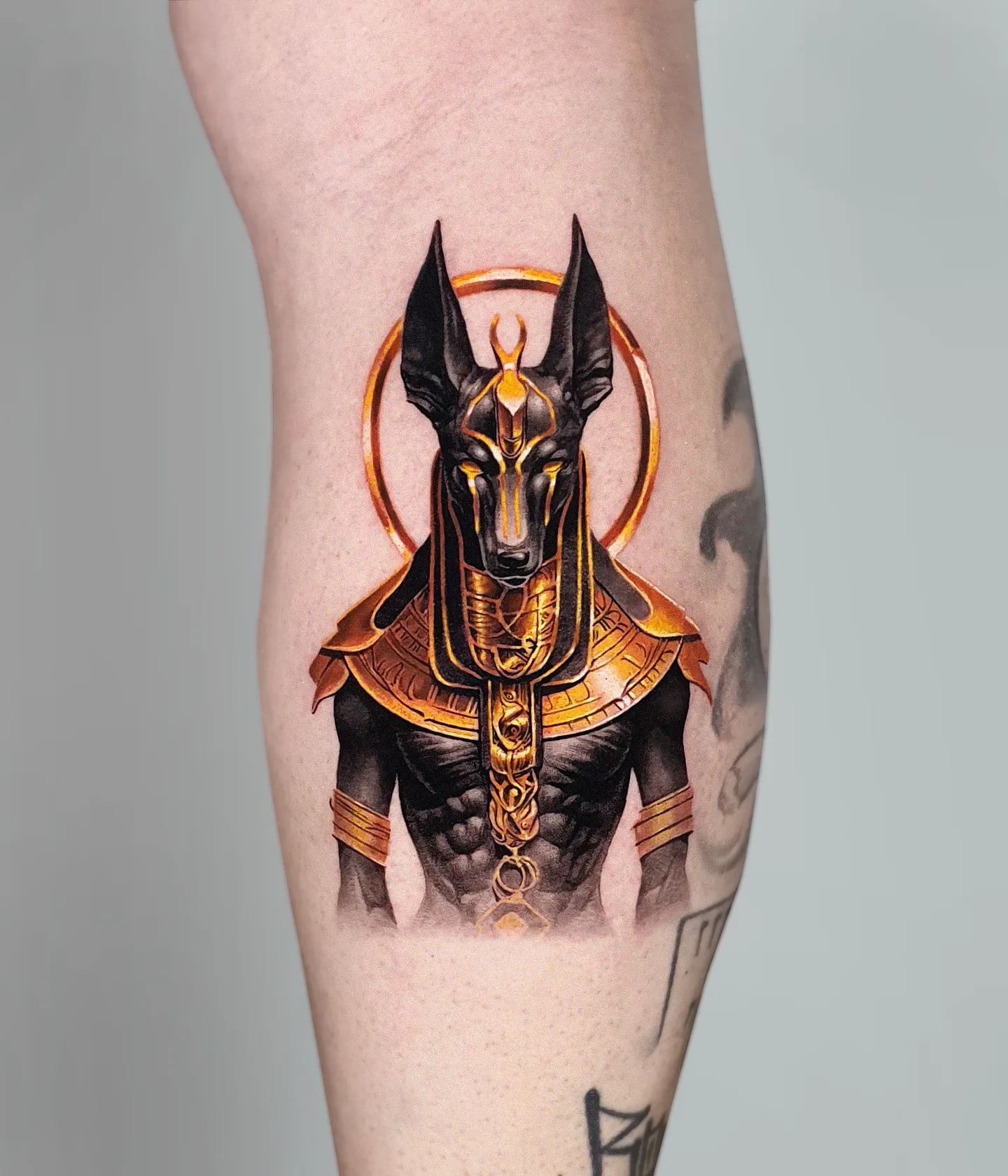 Inkden Tattoo Studio and Laser Removal Clinic - Anubis tattoo done by  Damian a week or so ago. This awesome piece will soon be extended onto the  chest. . We are pleased