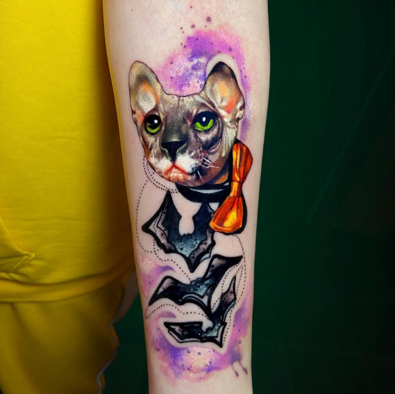 Cat tattoo by Lyubov Kotova Nizhny Novgorod