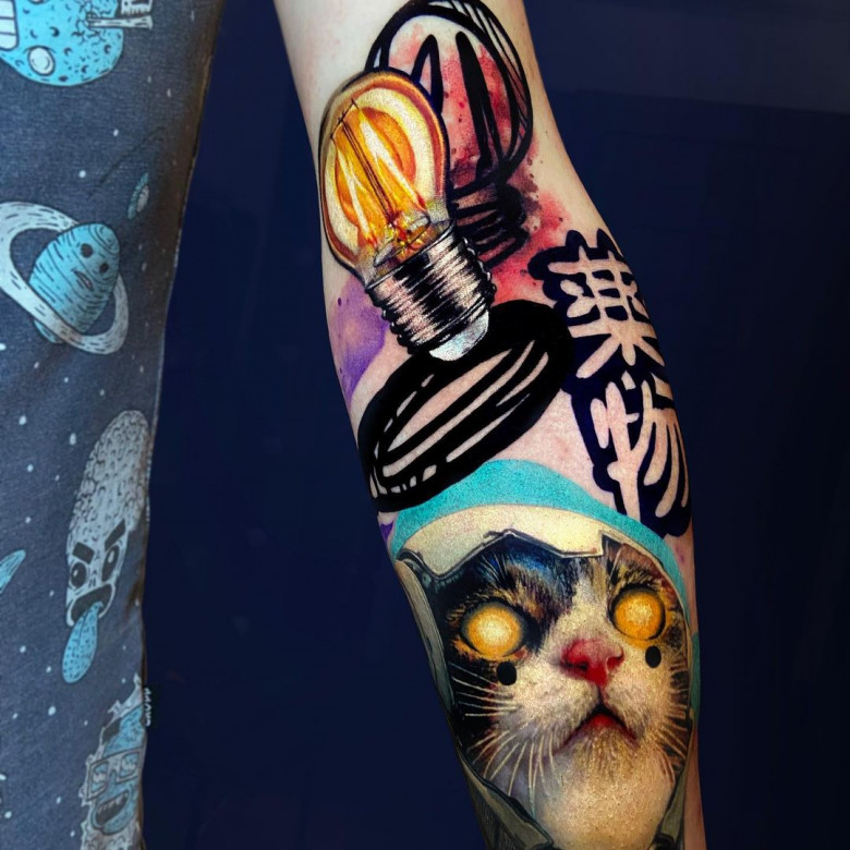 Cat tattoo by Lyubov Kotova