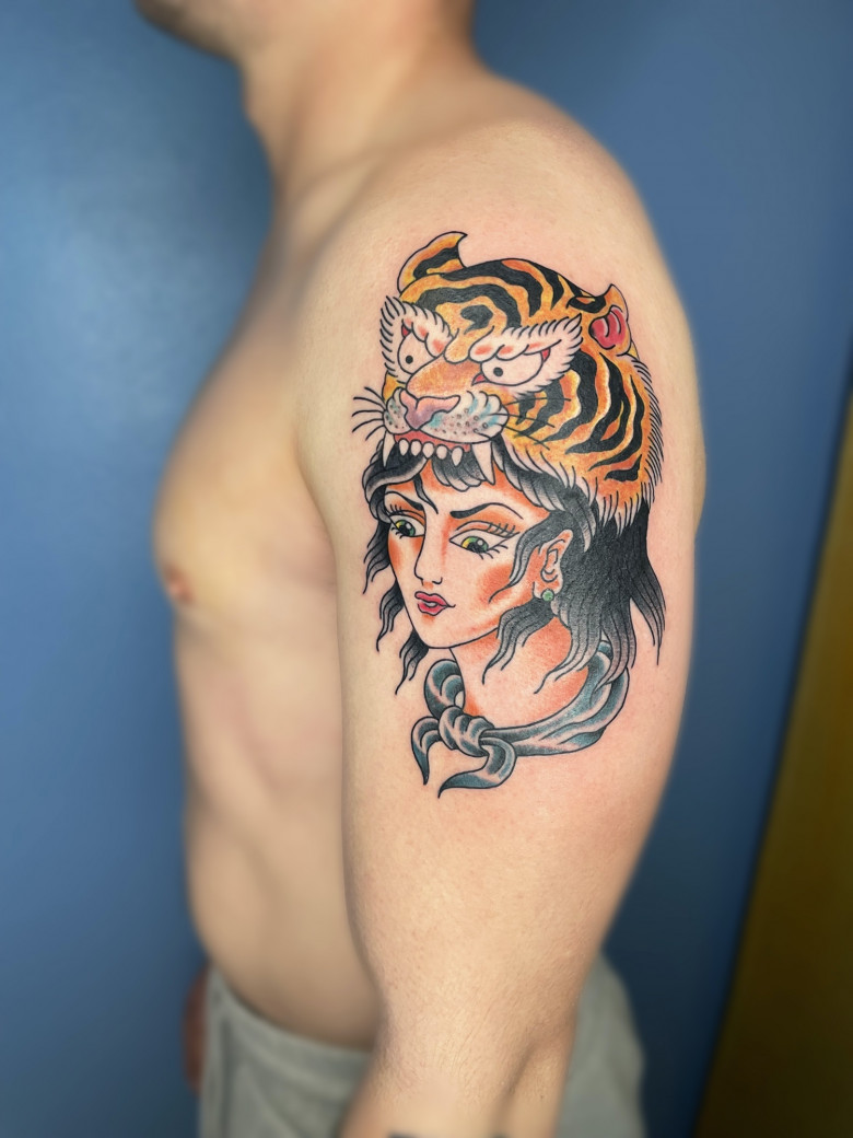 Traditional tattoo done by Sergei Fish