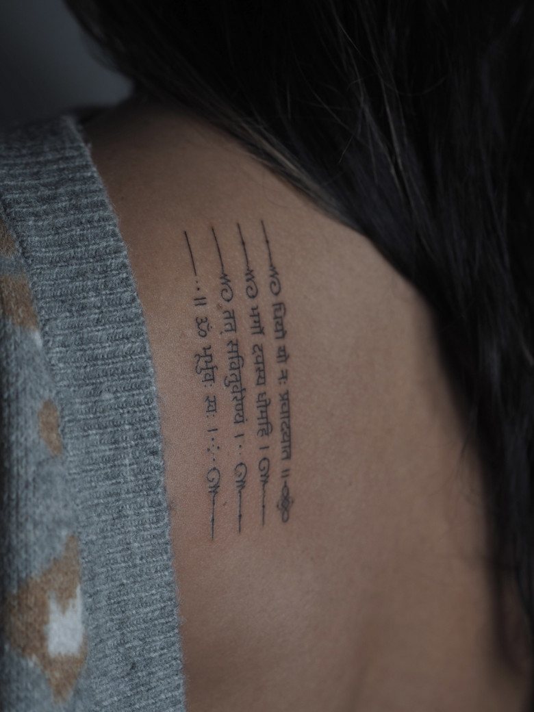 Courage in Tibetan Dot Work Tattoo - Ace Tattooz