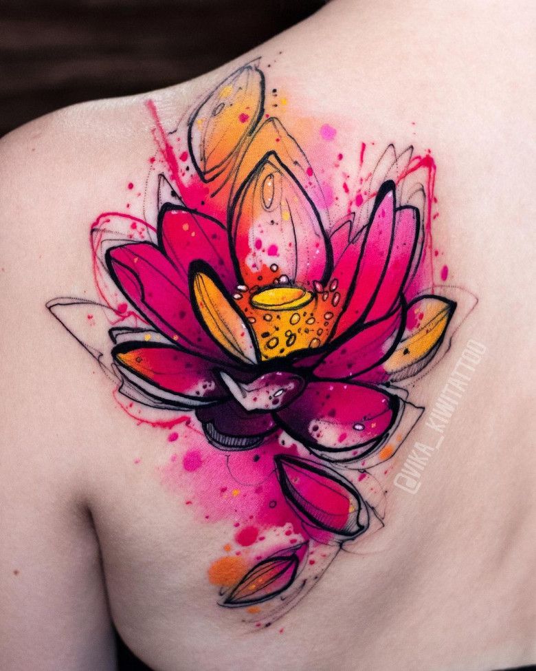 Лоток татуировка акварельная