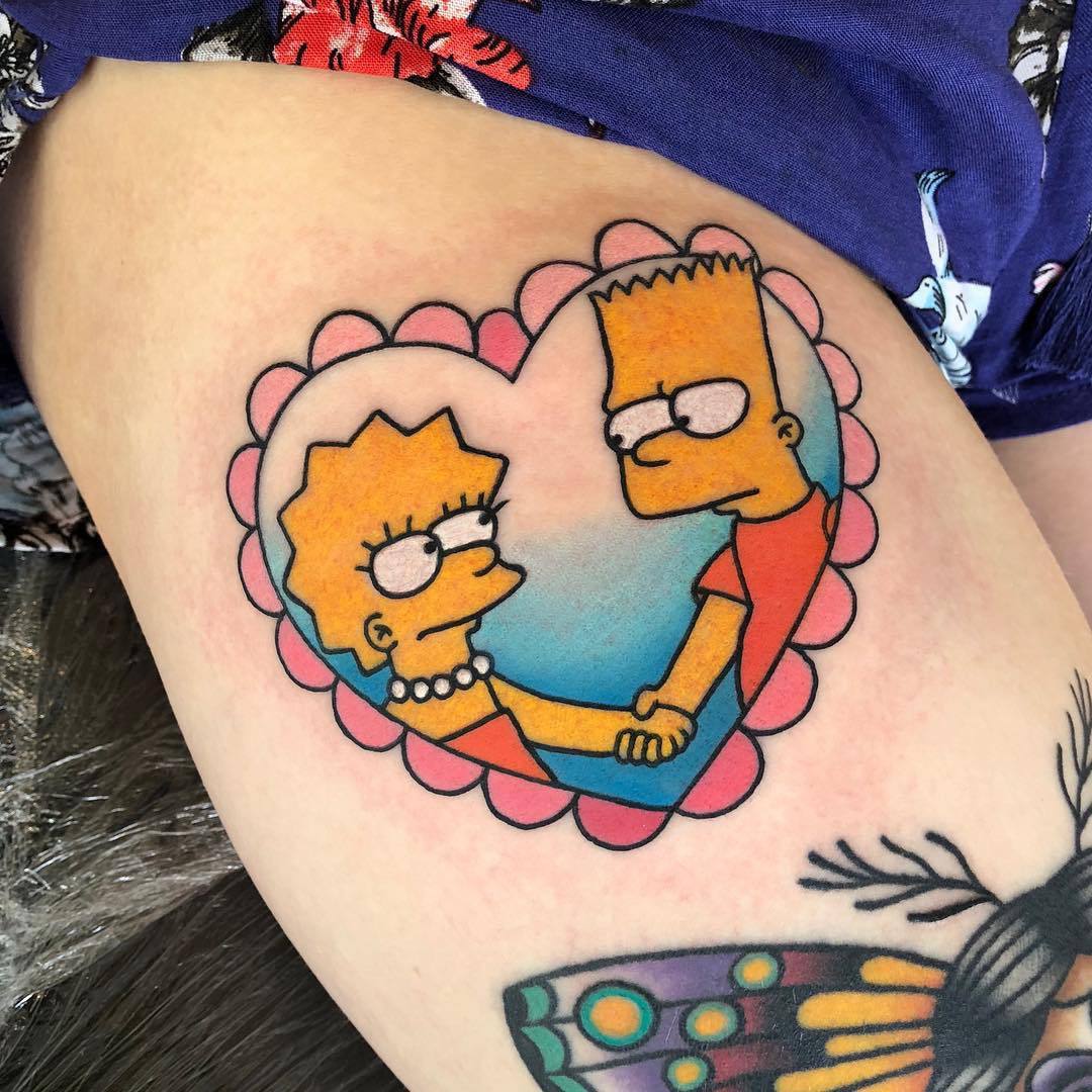 tattoo Bart and Lisa Simpson