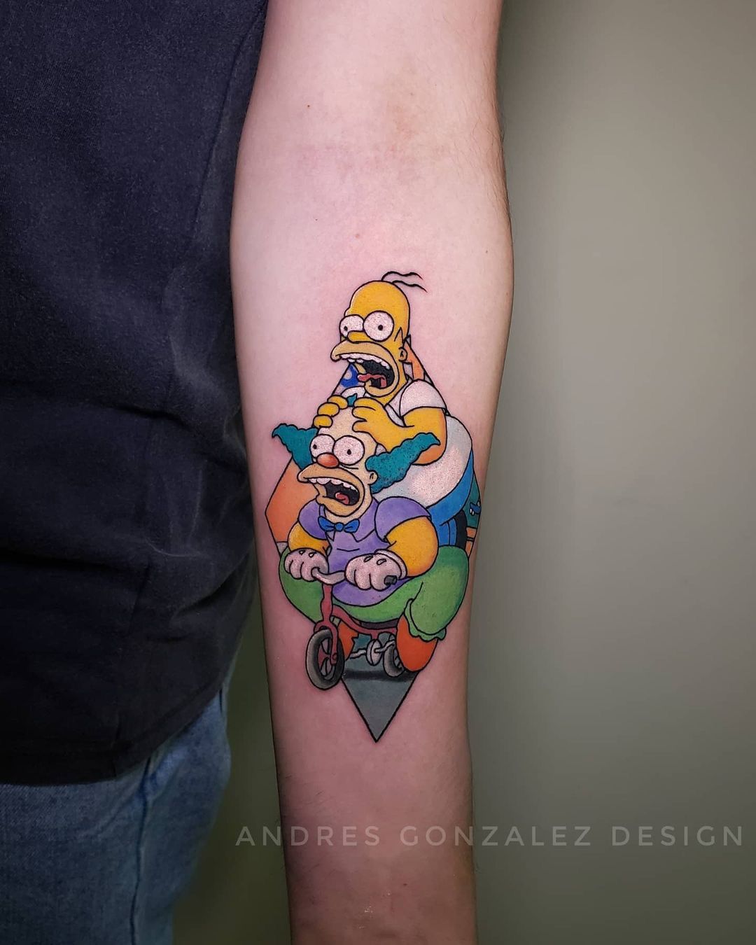 Homer Simpson and Krusty the Clown tattoo