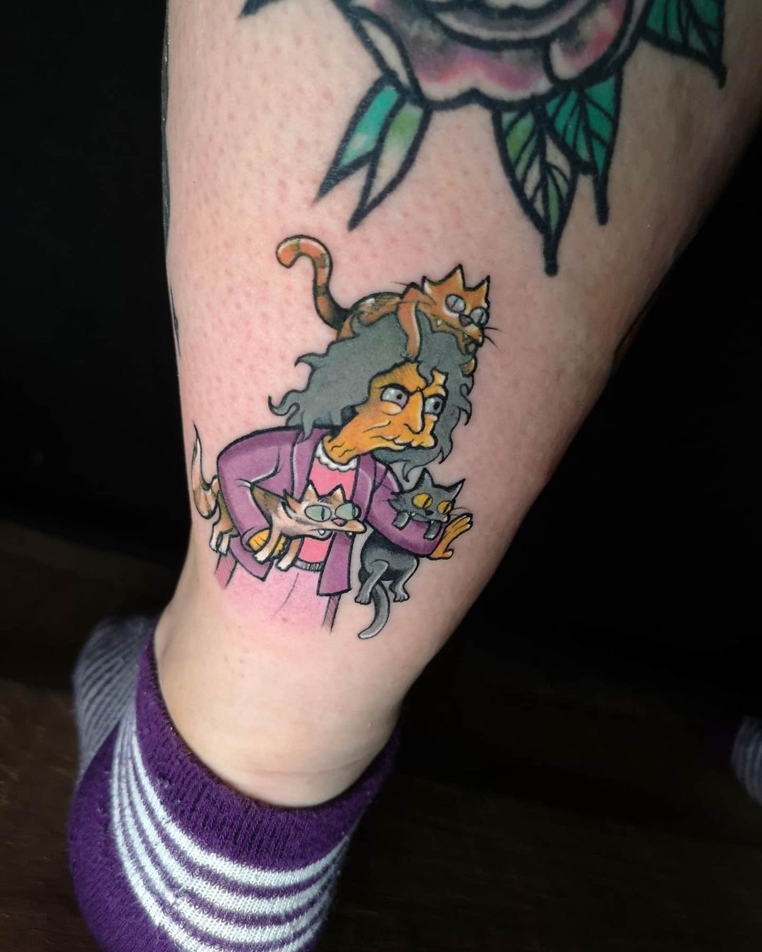 Crazy Cat Lady - tattoo based on The Simpsons