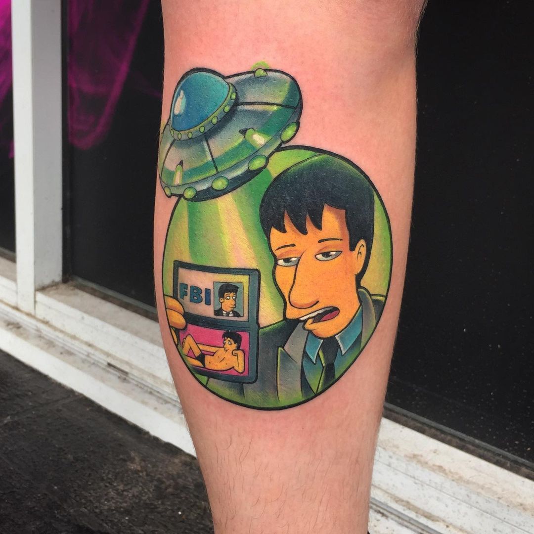 Agent Mulder - tattoo based on The Simpsons