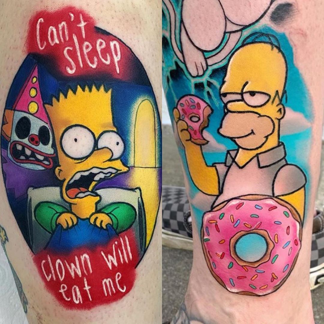 Bart and Homer Simpson tattoo