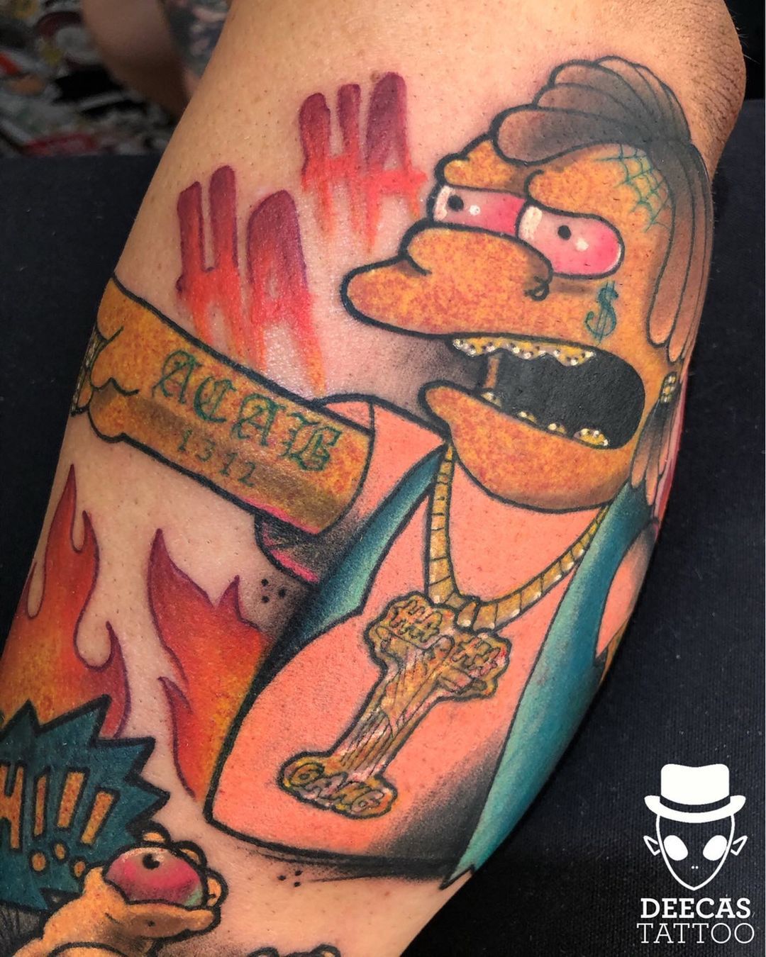 Nelson Muntz - tattoo based on The Simpsons