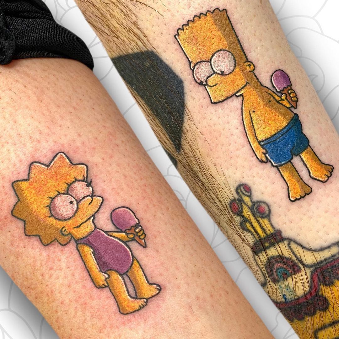 𝗢𝗹𝗱 𝗗𝗲𝘃𝗶𝗹 𝗧𝗮𝘁𝘁𝗼𝗼𝗣𝗶𝗲𝗿𝗰𝗶𝗻𝗴𝗔𝗿𝘁 on Instagram A  brother and sister tattoo Bart and Lisa from the immortal Simpsons  Linework  Tattoo by orilivnetattoo Studio Od Tattoo Piercing