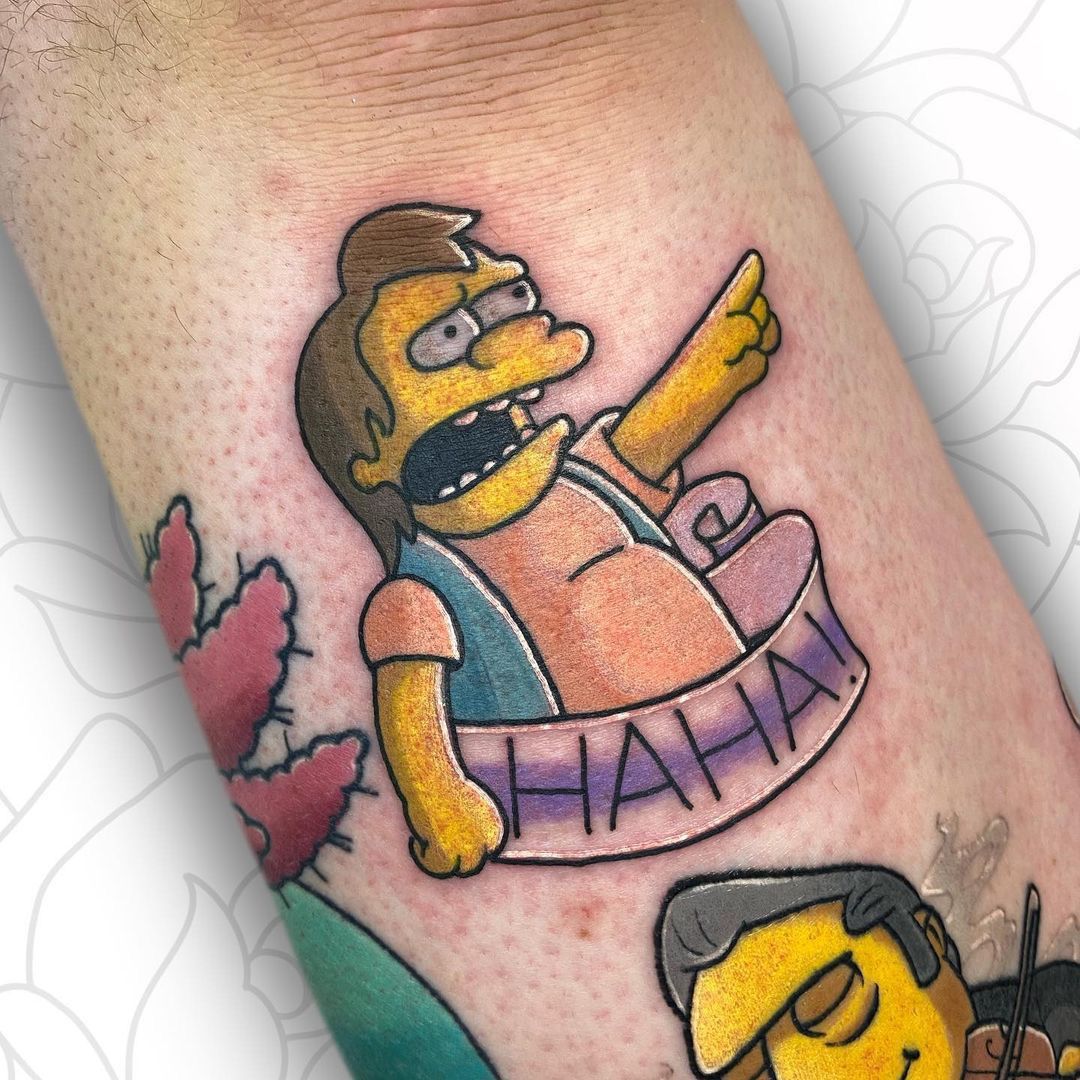 Nelson Muntz - tattoo based on The Simpsons