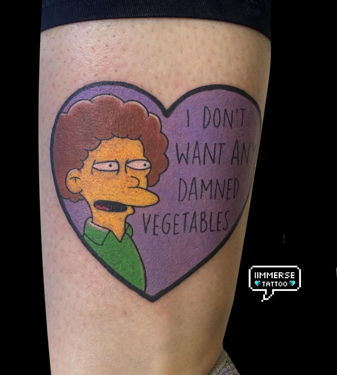Todd Flanders hates vegetables - tattoo based on The Simpsons